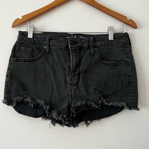 Black denim shorts